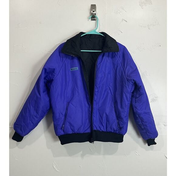Vtg Columbia Womens Reversible Jacket Coat Purple Black Radial Sleeve 2XL Nylon - Picture 15 of 16
